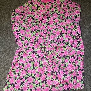 Lilly Pulitzer Lambert Floral Long Sleeve Top In Onyx Black Size M